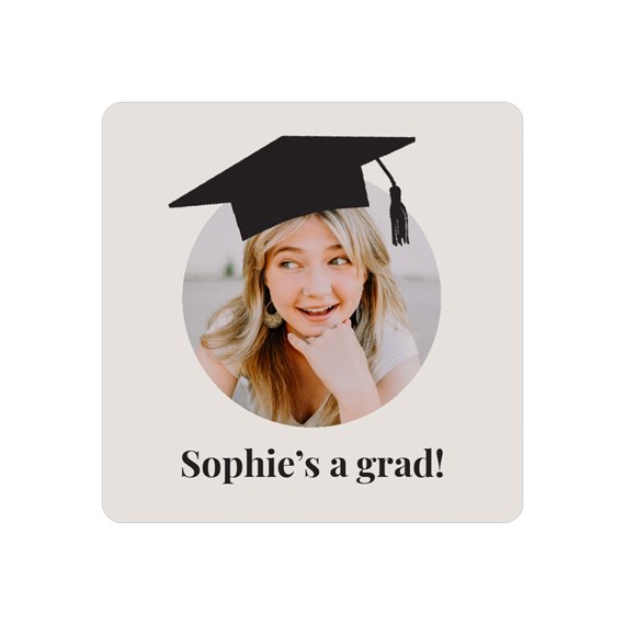 graduation envelope seal with photo area and graduation cap