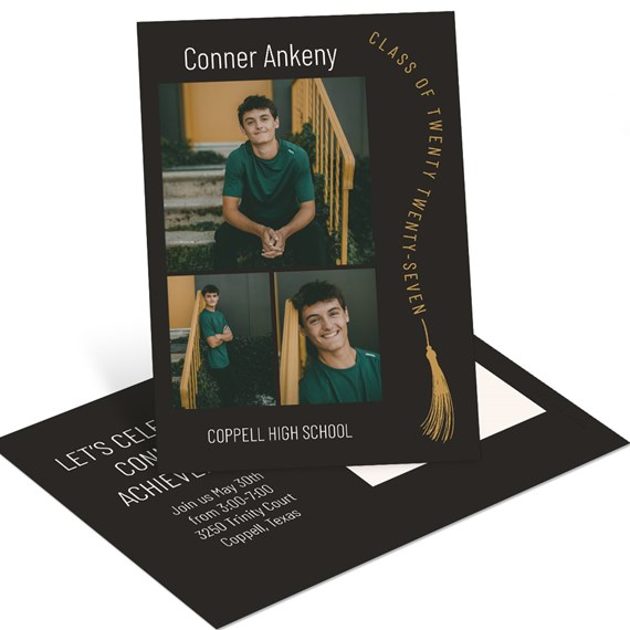 graduation announcement postcard with photo placeholders
