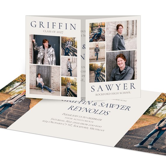 graduation announcement with photo collage and customizable text area
