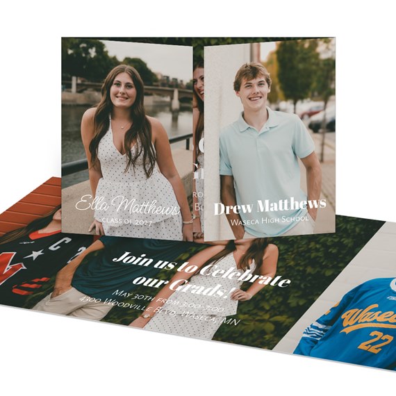 graduation announcement with photo placeholders and event details