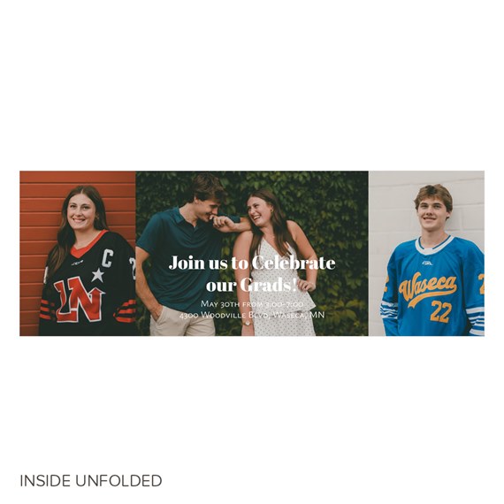 graduation announcement with photo collage and event details