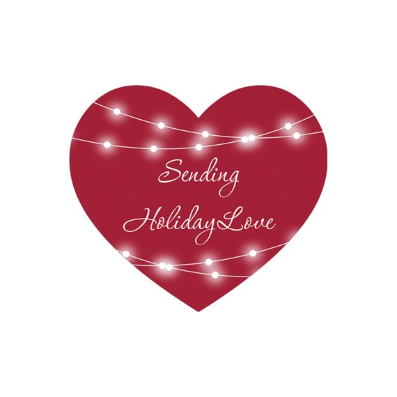heart-shaped envelope seal with text and lights