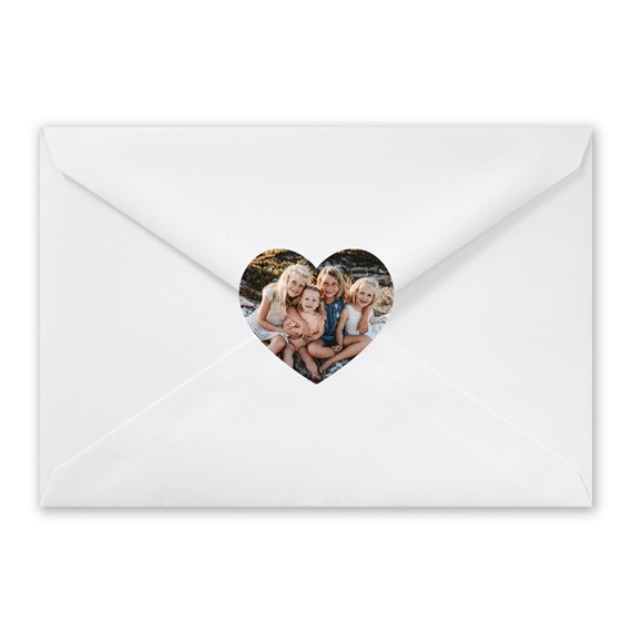 white envelope with heart photo placeholder