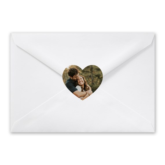 envelope with heart-shaped photo placeholder