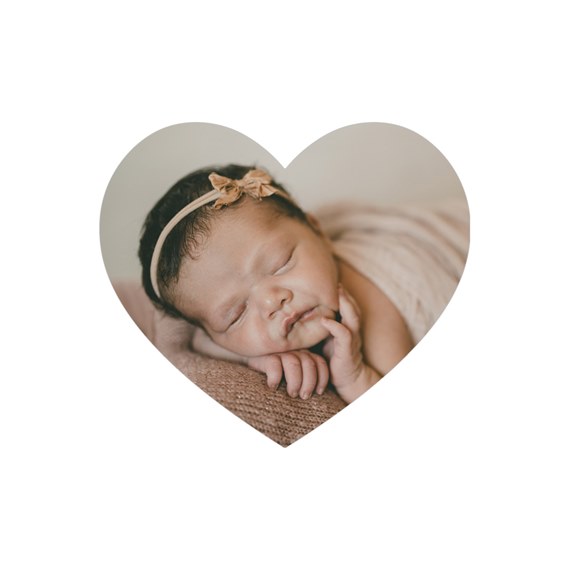 heart-shaped sticker with photo area