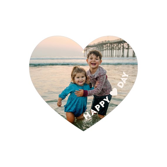 heart-shaped photo placeholder with text 'HAPPY DAY'