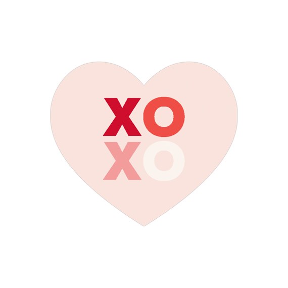 heart-shaped envelope seal with XO text