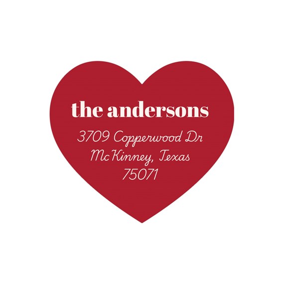 heart-shaped address label with customizable text area