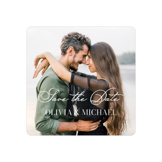 photo placeholder with romantic couple, text area for event details
