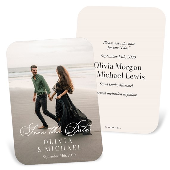 save the date card with photo placeholder and event details