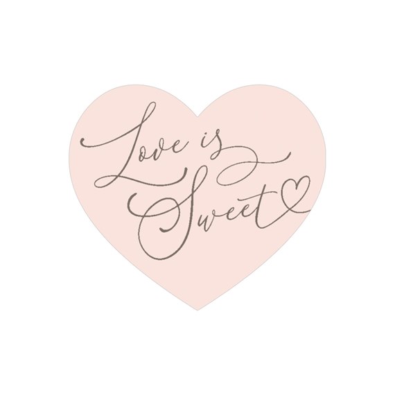heart-shaped sticker with text