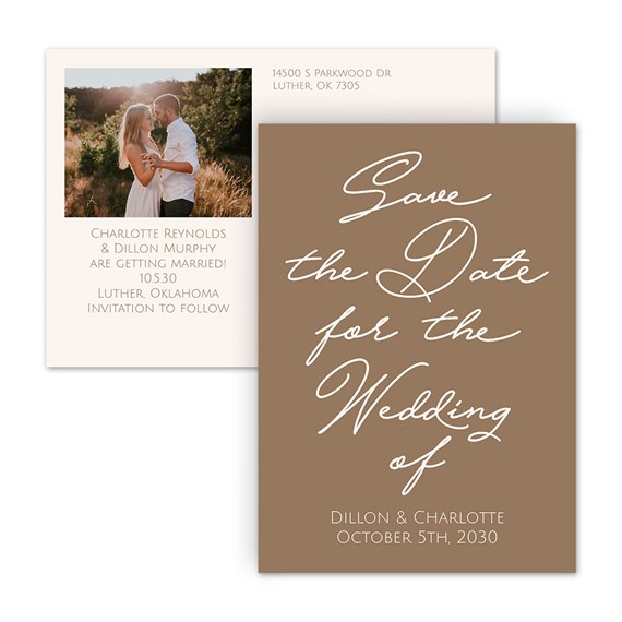 save the date postcard design with photo placeholder