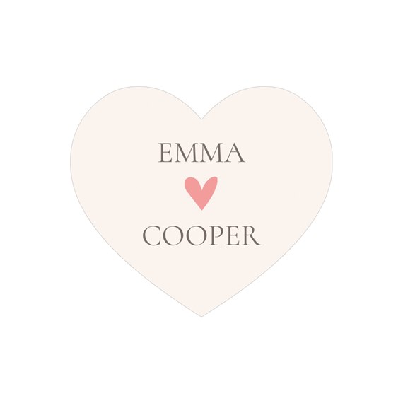 heart-shaped sticker with customizable text area