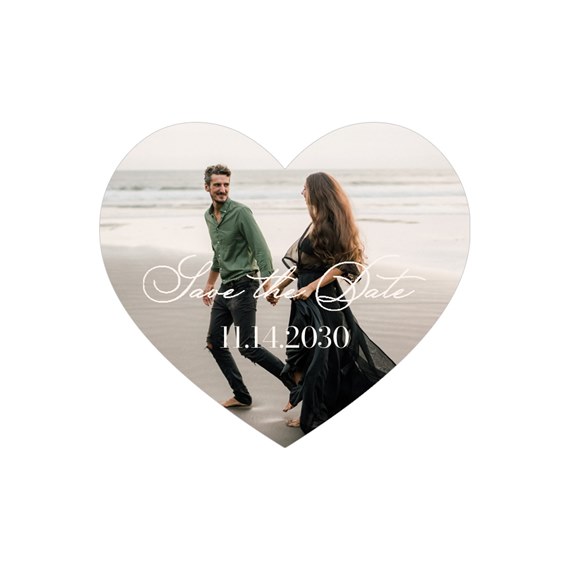 heart-shaped photo placeholder with text