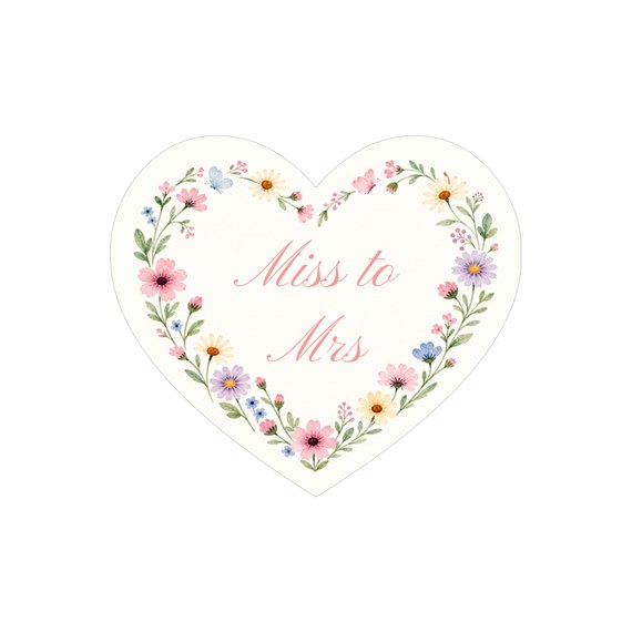 heart-shaped floral sticker with text placeholder