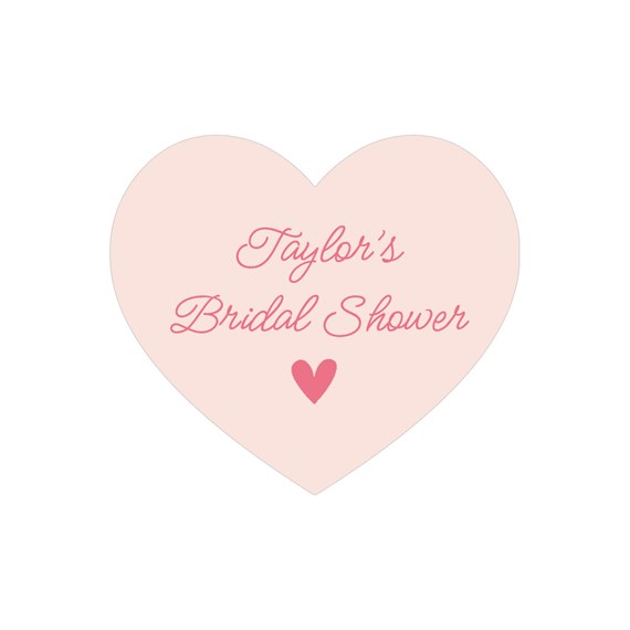heart-shaped sticker with bridal shower text