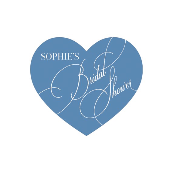 heart-shaped sticker with calligraphy text