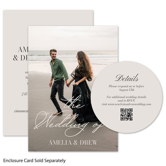 wedding invitation with photo placeholder and details card