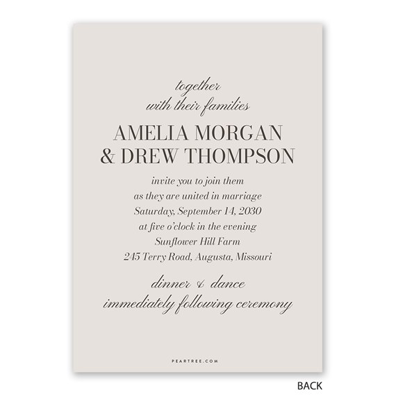 beige wedding invitation with elegant text