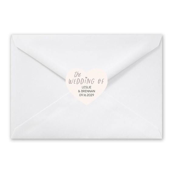 white envelope with heart seal and customizable text area