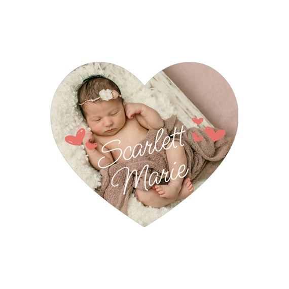 heart-shaped envelope seal with customizable text area and pink heart motifs