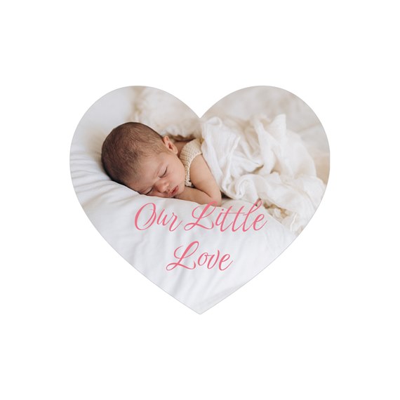 heart-shaped envelope seal with photo area and text placeholder