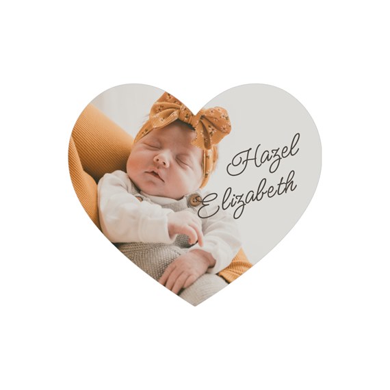 heart-shaped photo placeholder with text
