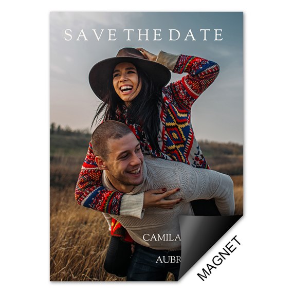 save the date magnet with photo area and names