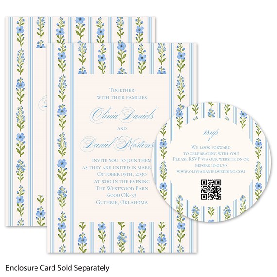 wedding invitation set with floral design and RSVP card