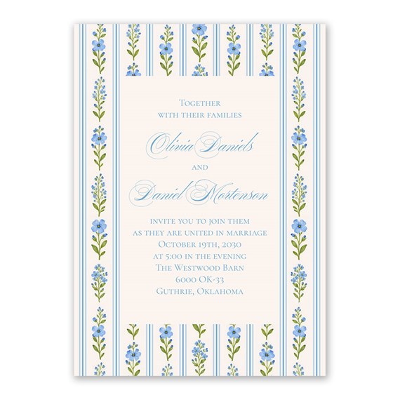 wedding invitation with floral design and customizable text area
