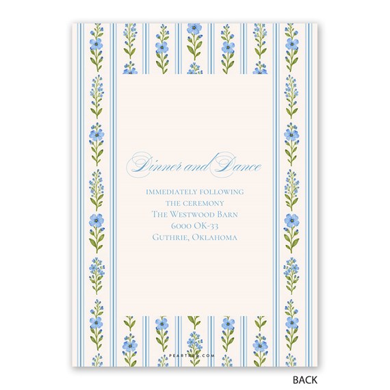 wedding invitation with floral border and decorative text
