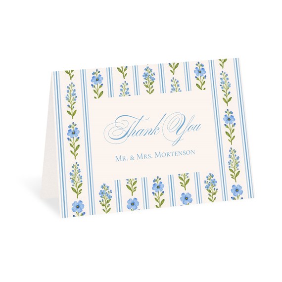 thank you card with floral design and stripes