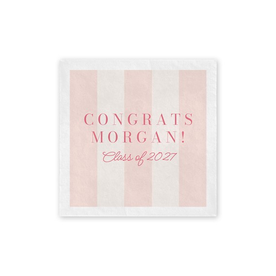 graduation beverage napkin with stripes and text