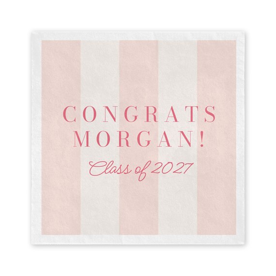 graduation dinner napkin with stripes and text