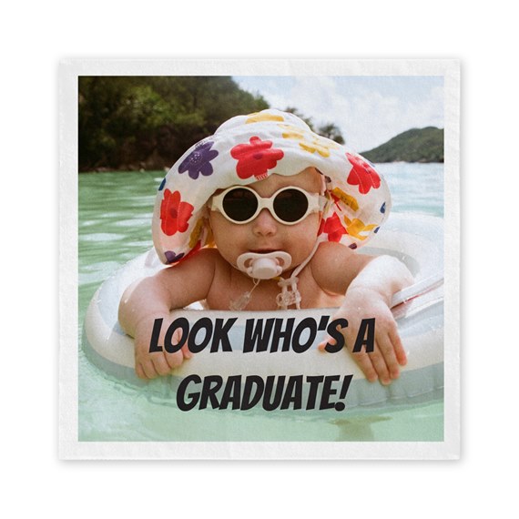 napkin with photo placeholder, bold text, beach theme