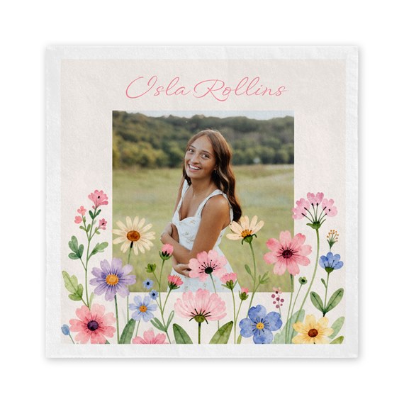 customizable text area with floral border and photo area