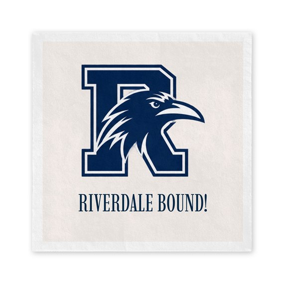 napkin with R logo and raven design, customizable text area