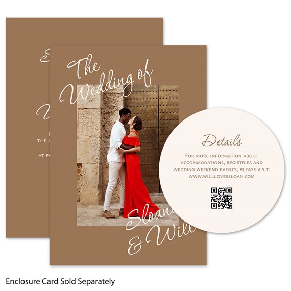wedding invitation with photo placeholder and details card