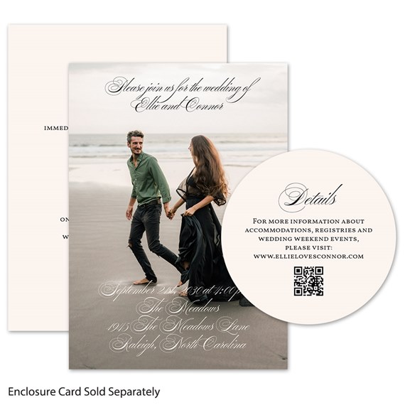 wedding invitation with photo placeholder and detail card