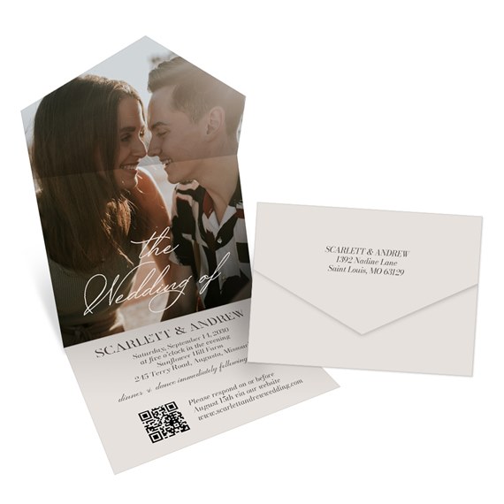 wedding invitation with photo area and envelope