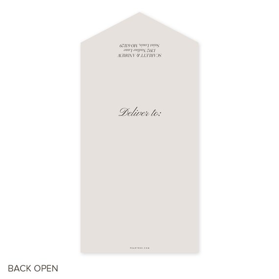 wedding invitation with pointed top and customizable text area