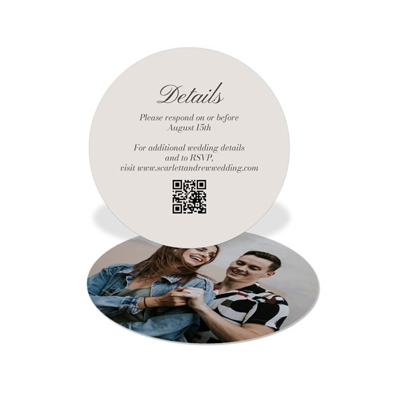 wedding insert card with details and photo area