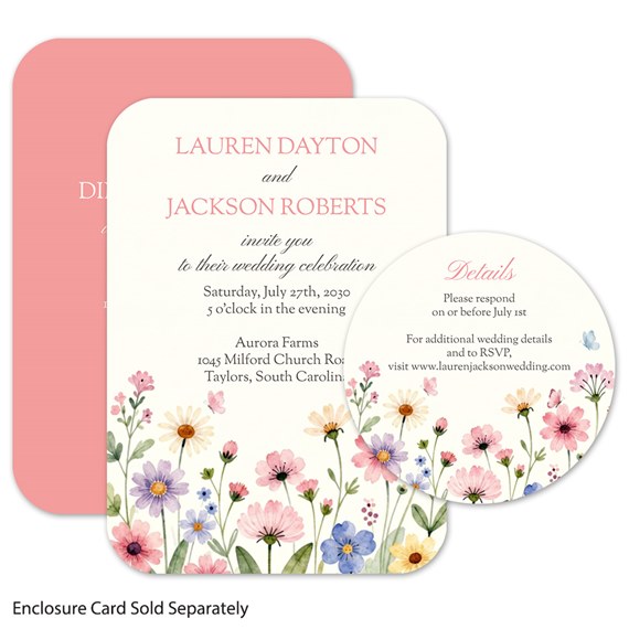 wedding invitation with floral design and details card