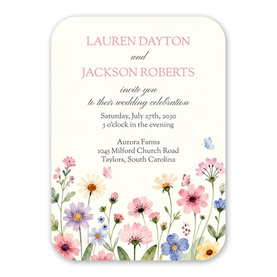 floral wedding invitation with customizable text area