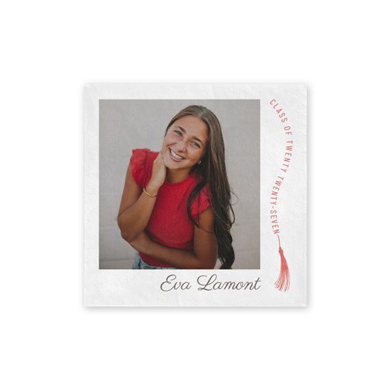 photo placeholder with graduation design, red text, and tassel