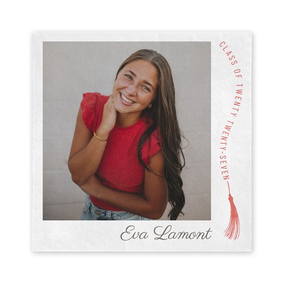 graduation napkin with photo placeholder and printed text