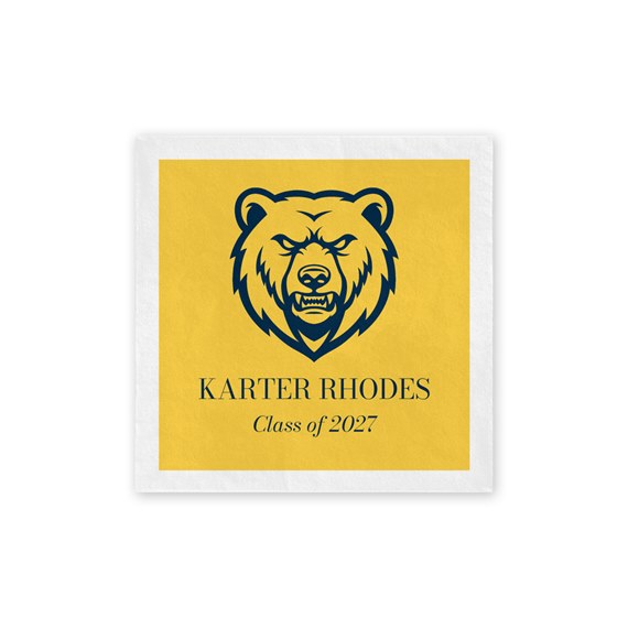napkin with bear mascot and customizable text area