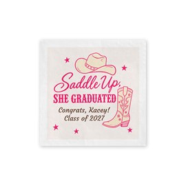 Saddle Up - Graduation Beverage Napkin