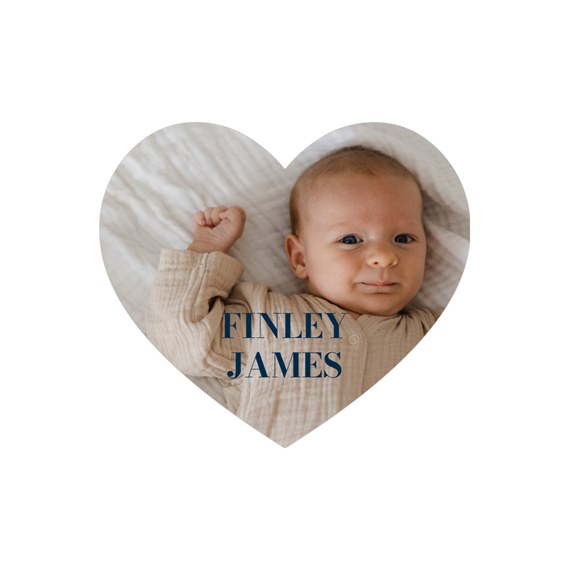 heart-shaped photo placeholder with customizable text area