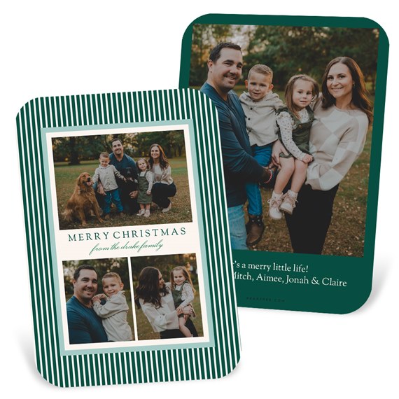 striped collage Christmas card with photo areas and text